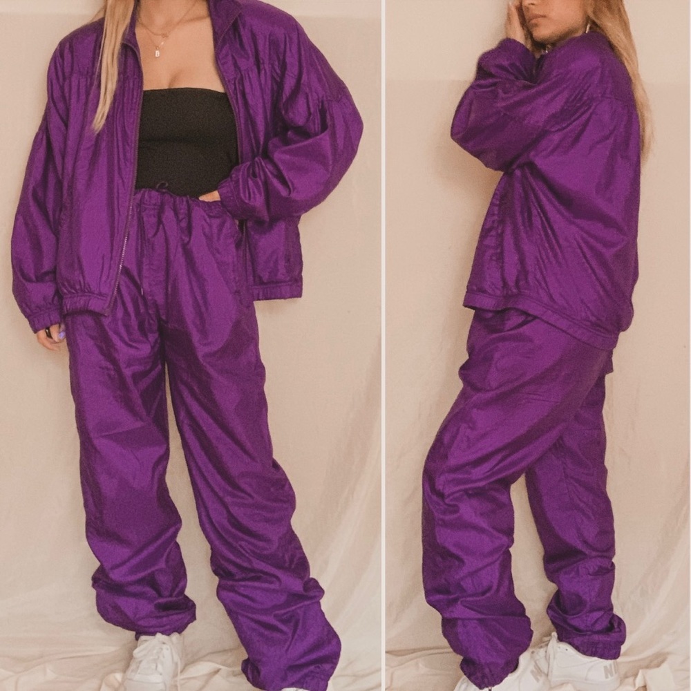 VTG USA Olympic purple windbreaker pant jacket set - Picture 1 of 8